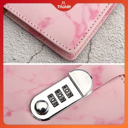Thumbnail Sổ nhật ký Thunlit da PU họa tiết cẩm thạch có khóa mật khẩu và dây đánh dấu trang sáng tạo khổ giấy A5 200 trang Sổ tay 4