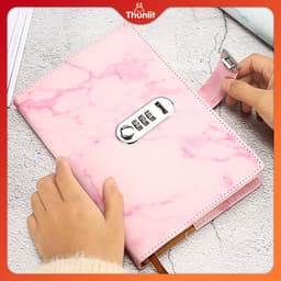 Thumbnail Sổ nhật ký Thunlit da PU họa tiết cẩm thạch có khóa mật khẩu và dây đánh dấu trang sáng tạo khổ giấy A5 200 trang Sổ tay 2