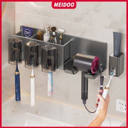 Thumbnail Xám Giá đựng bàn chải đánh răng/máy sấy tóc MEIDOO không cần khoan gắn tường đa năng dễ sử dụng 1