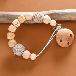 Thumbnail Dây chuyền núm vú giả tên cá nhân Dây chuyền giữ gỗ sồi thủ công Móc núm vú Kẹp miếng dán cho bé 4