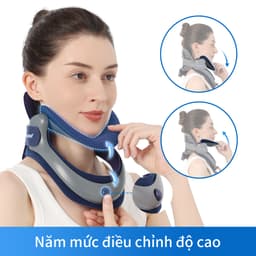 Thumbnail Đai kéo dãn cổ VELPEAU, Nẹp cổ điều chỉnh bằng cách bơm hơi sử dụng cho nam và nữ, Dụng cụ kéo dãn cổ giúp giảm đau và giảm áp lực cột sống, dụng cụ chỉnh sửa tư thế cổ 2