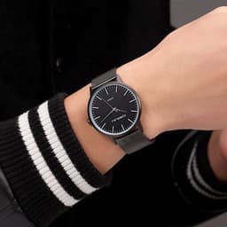 Thumbnail Crrju Đồng hồ nam nguyên bản Thép không gỉ Mặt số siêu mỏng Thiết kế sáng tạo Thời trang Công sở Thể thao Thạch anh Analog 2117 X 3