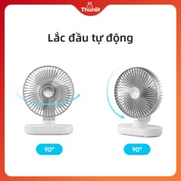 Thumbnail Quạt điện để bàn Thunlit xoay đầu tự động 5000mAh có thể sạc lại 4 tốc độ gió chạy êm 3