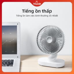 Thumbnail Quạt điện để bàn Thunlit xoay đầu tự động 5000mAh có thể sạc lại 4 tốc độ gió chạy êm 4