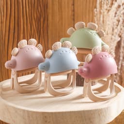 Thumbnail Đồ Chơi Cho Bé BPA FREE Thực Phẩm Silicone Miếng Dán Găng Tay Chống Ăn Cầm Khủng Long Xe Lửa Đồ Chơi 1