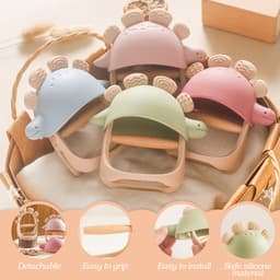 Thumbnail Đồ Chơi Cho Bé BPA FREE Thực Phẩm Silicone Miếng Dán Găng Tay Chống Ăn Cầm Khủng Long Xe Lửa Đồ Chơi 4