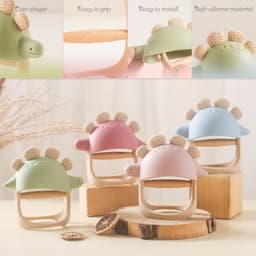 Thumbnail Đồ Chơi Cho Bé BPA FREE Thực Phẩm Silicone Miếng Dán Găng Tay Chống Ăn Cầm Khủng Long Xe Lửa Đồ Chơi 3