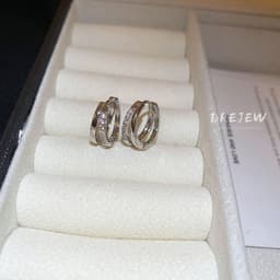 Thumbnail DREJEW Bông tai zircon tròn nhiều lớp Hàn Quốc Bông tai hình học đơn giản và cao cấp thích hợp thời trang nhẹ nhàng phong cách sang trọng Bông tai mới không gây dị ứng 1