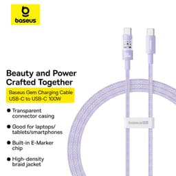 Thumbnail Cáp sạc Baseus Gem USB-C sang USB-C PD 100W Cáp dữ liệu sạc nhanh Thiết kế trong suốt 1
