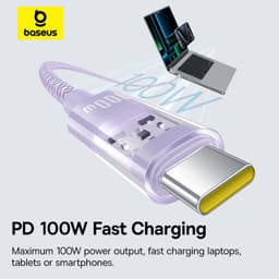 Thumbnail Cáp sạc Baseus Gem USB-C sang USB-C PD 100W Cáp dữ liệu sạc nhanh Thiết kế trong suốt 4