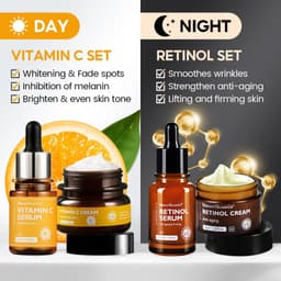 Thumbnail Vitamin C+Retinol Bộ VIBRANT GLAMOUR（Serum+Kem）Làm trắng Chống lão hóa da Trẻ hóa đều màu da 4pcs 1