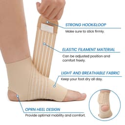 Thumbnail Tay áo hỗ trợ mắt cá chân VELPEAU dành cho thể thao, chạy bộ, sưng và bong gân mắt cá chân hở gót chân Nẹp nén cho nam và nữ 2