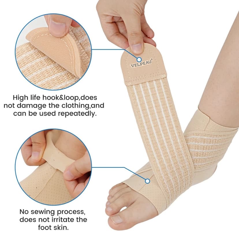 Ảnh Tay áo hỗ trợ mắt cá chân VELPEAU dành cho thể thao, chạy bộ, sưng và bong gân mắt cá chân hở gót chân Nẹp nén cho nam và nữ 4