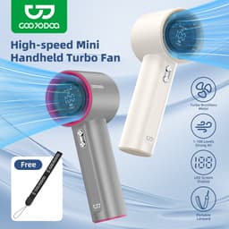Thumbnail Goojodoq Quạt cầm tay có thể sạc lại điều chỉnh mức 100 Tốc độ gió Thân kim loại Màn hình kỹ thuật số cho công việc và sử dụng ngoài trời 1