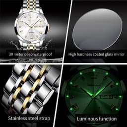 Thumbnail CRRJU Đồng hồ nam chính hãng Dây đeo bằng thép không gỉ Lịch có chức năng phát sáng Chống thấm nước 5023X 4