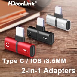 Thumbnail Hdoorlink 2 In 1 Type C/IOS To 3.5mm Adapter Đầu Chuyển Đổi Âm Thanh Dây Cáp Chia Cổng Sạc 1