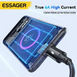 Thumbnail Cáp Usb Essager 120W Type C cho dây sạc nhanh xiaomi 6A 1