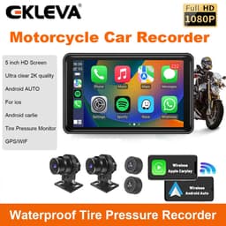 Thumbnail Ekleva Không Dây Apple CarPlay Dual Bluetooth DVR Cho Xe Máy 5 "IPS Di Động GPS Điều Hướng Android Xe Máy Tự Động IPX7 Chống Nước 1
