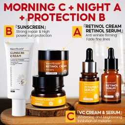 Thumbnail Bộ 4 sản phẩm chăm sóc da sáng và tối + kem chống nắng VIBRANT GLAMOUR (retinol + vitamin C) làm trắng & chống lão hóa & mờ vết thâm 1