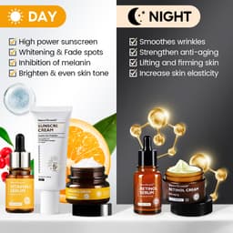 Thumbnail Bộ 4 sản phẩm chăm sóc da sáng và tối + kem chống nắng VIBRANT GLAMOUR (retinol + vitamin C) làm trắng & chống lão hóa & mờ vết thâm 3