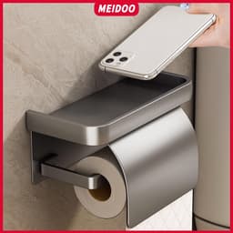 Thumbnail Giá treo cuộn giấy vệ sinh MEIDOO có ngăn giữ đồ dán tường tiện lợi nâng cấp có nắp 1
