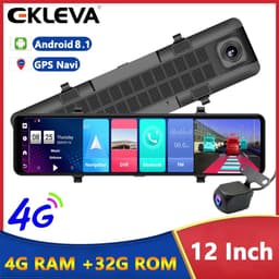 Thumbnail Ekleva 4G 12 "Gương ô tô Android 8.1 Dash Cam DVR 1080P Camera kép WiFi BT 4.0 Điều hướng ADAS Giám sát ghi Video từ xa 1
