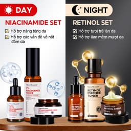 Thumbnail Chăm Sóc Cơ Bản Sáng Dùng Niacinamide + Tối Dùng Retinol 6PCS VIBRANT GLAMOUR, Chăm Sóc Suốt Cả Ngày & Chống Lão Hóa Lâu Dài & Làm Trắng Mờ Thâm & Phục Hồi Da Tổn Thương & Bổ Sung Collagen 3