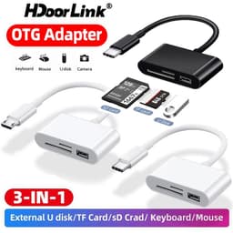 Thumbnail Đầu đọc thẻ nhớ HDOORLINK SD/TF/USB 3 trong 1 có cáp Type-C/Micro USB/iPhone sang SD cao cấp thích hợp cho iPad HUAWEI 1