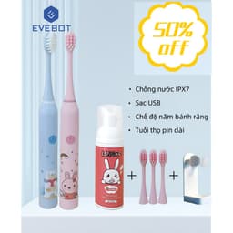 Thumbnail EVEBOT Bàn chải đánh răng điện Sonic cho trẻ em 3-12 tuổi, Chế độ 5 tốc độ, Bàn chải mềm chống thấm nước IPX7, Tuổi thọ pin siêu dài 1