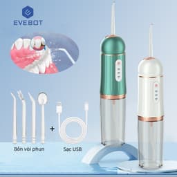 Thumbnail EVEBOT Máy rửa Miệng điện thông minh, máy rửa nha khoa điều chỉnh ba giai đoạn di động, dung tích cao 230ml, sạc USB, chống nước IPX7 1