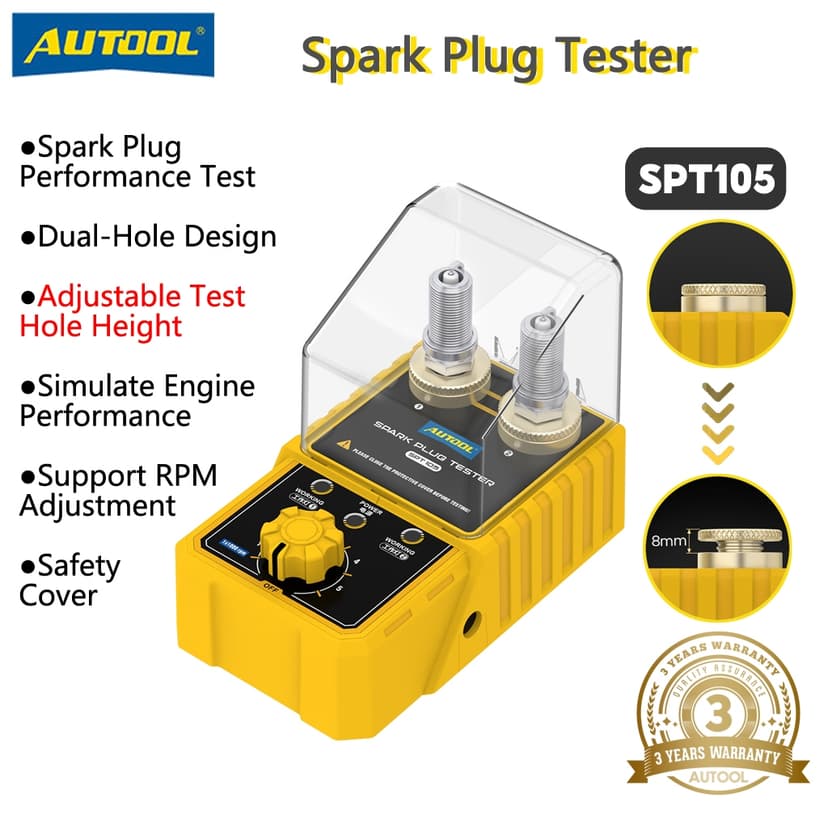 Ảnh Autool SPT105 Máy kiểm tra bugi ô tô Máy kiểm tra đánh lửa 110V 220V Với chiều cao có thể điều chỉnh máy dò lỗ kép Máy phân tích phích cắm đánh lửa 1