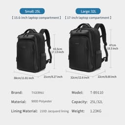 Thumbnail Tigernu 9110 Túi đựng Laptop đa chức năng chống nước 15,6 "-17 '' Túi du lịch dung tích lớn Ba lô công sở chống trộm thông thường 3