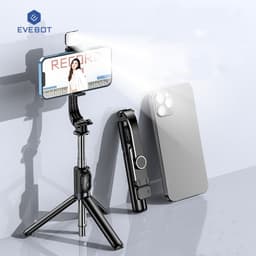 Thumbnail Evebot Gậy selfie Bluetooth đa chức năng với đèn LED, điều khiển từ xa Bluetooth, chân máy ảnh, ảnh tự sướng hoặc phát trực tiếp, dễ mang theo 2
