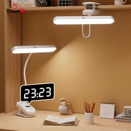 Thumbnail Đèn kẹp bàn Thunlit có đồng hồ 3000mAh có thể sạc lại, bảo vệ mắt, đèn học ký túc xá sinh viên, đèn đọc sách lâu dài 2