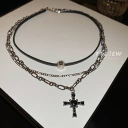 Thumbnail DREJEW Vòng cổ chéo kim cương phong cách mát mẻ phong cách cổ điển dây chuyền xương đòn 1