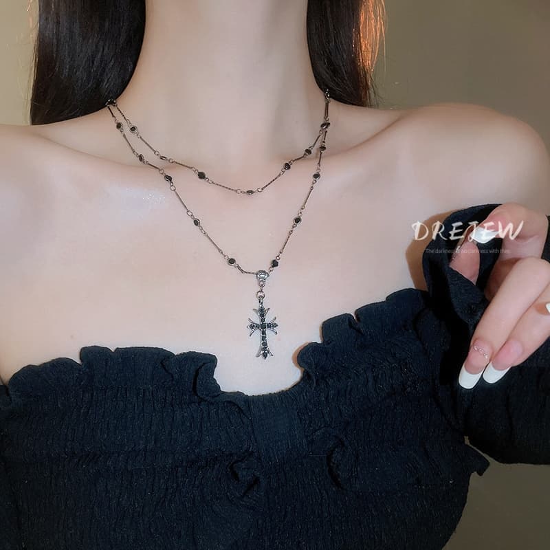Ảnh DREJEW Vòng cổ chéo kim cương phong cách mát mẻ phong cách cổ điển dây chuyền xương đòn 2