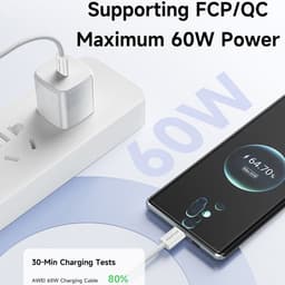 Thumbnail Cáp sạc type c Awei sạc nhanh 60W C to C Dây bện nylon 1M An Toàn Ổn Định cho điện thoại 2