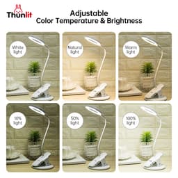 Thumbnail Đèn kẹp LED Thunlit dạng vòng tròn USB 1250mAh có thể sạc lại làm mờ vô cấp với 3 màu nhiệt độ kèm kẹp 4