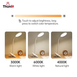 Thumbnail Thunlit Pin Kẹp Đèn 2500mAh USB Sạc Cảm Ứng Kẹp Đèn Có Thể Điều Chỉnh Độ Sáng 3 Nhiệt Độ Màu 4