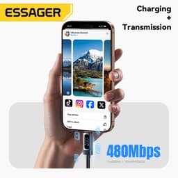 Thumbnail Essager Cáp sạc nhanh Usb-A / Type-C sang Type-C Dòng điện cao Chip đánh dấu điện tử nâng cấp cho IP / Android 4