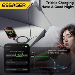Thumbnail Essager Cáp sạc nhanh Usb-A / Type-C sang Type-C Dòng điện cao Chip đánh dấu điện tử nâng cấp cho IP / Android 3