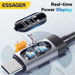 Thumbnail Essager Cáp sạc nhanh Usb-A / Type-C sang Type-C Dòng điện cao Chip đánh dấu điện tử nâng cấp cho IP / Android 2