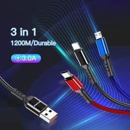 Thumbnail Dây Sạc 3 đầu sạc nhanh Awei CL-971 120W Dây Sạc Đa Năng 1m dây sạc type c iP Micro 3