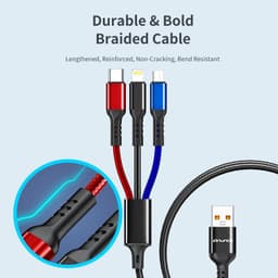 Thumbnail Dây Sạc 3 đầu sạc nhanh Awei CL-971 120W Dây Sạc Đa Năng 1m dây sạc type c iP Micro 4