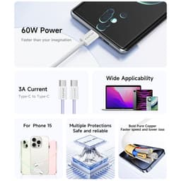 Thumbnail Cáp sạc type c Awei sạc nhanh 60W C to C Dây bện nylon 1M An Toàn Ổn Định cho điện thoại 1