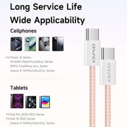 Thumbnail Cáp sạc type c Awei sạc nhanh 60W C to C Dây bện nylon 1M An Toàn Ổn Định cho điện thoại 3