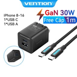 Thumbnail Bộ sạc GaN Vention 20W 30W Bộ sạc USB C PD + USB 2 cổng Bộ sạc chuyển đổi với QC4.0 PD USB typec Sạc nhanh Bộ sạc phích cắm US cho IP 16 Samsung Android 1