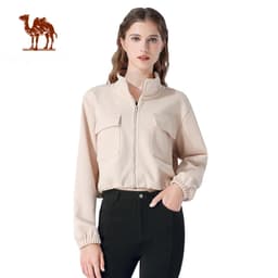 Thumbnail Áo khoác nữ ngắn CAMEL CROWN Cổ đứng Áo khoác chống gió Dây kéo Bộ đồ ngoài trời 1