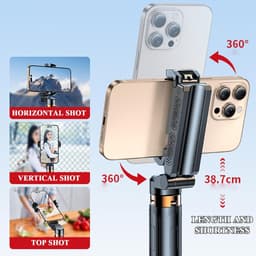 Thumbnail Chân máy Mini Pocketflex, Chân máy Mini Pocketflex nâng cấp 2025 Jj02 có thể thu vào, Chân máy Mini Bluetooth có điều khiển từ xa, 360° Chân máy Mini Pocketflex Razunoth có đèn kép 1