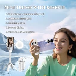 Thumbnail Chân máy Mini Pocketflex, Chân máy Mini Pocketflex nâng cấp 2025 Jj02 có thể thu vào, Chân máy Mini Bluetooth có điều khiển từ xa, 360° Chân máy Mini Pocketflex Razunoth có đèn kép 3
